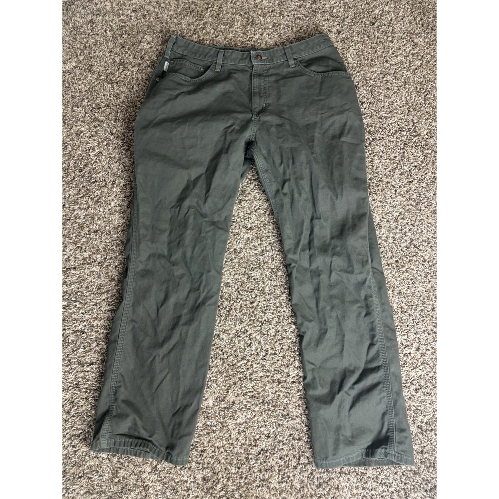 Carhartt Women's WB159 DMS Carpenter Work Pants Green Cotton Canvas Size 16x30